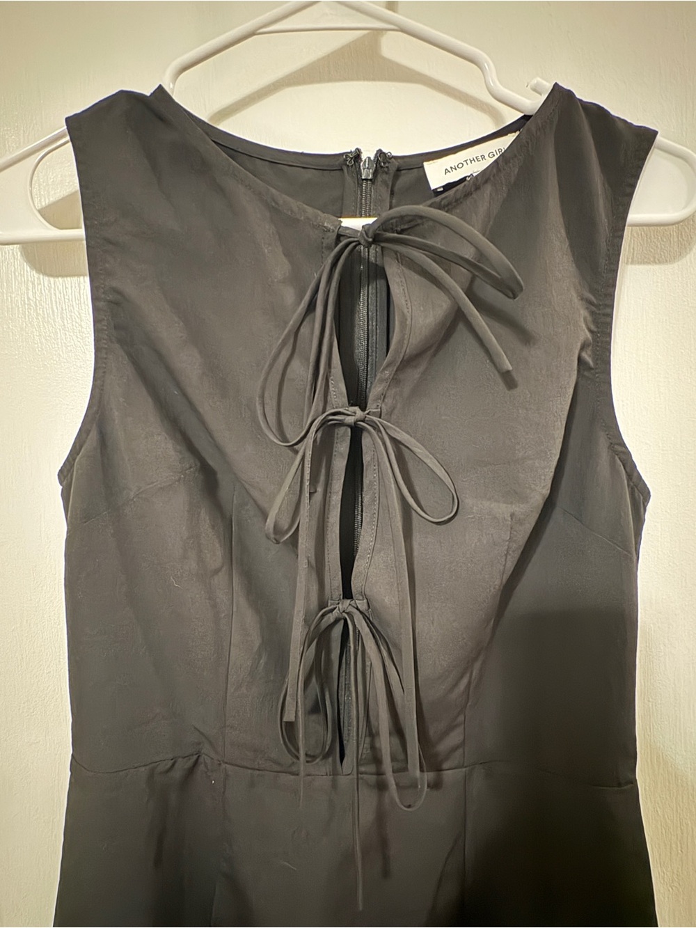 Another Girl Black Tie Front Mini Dress Size XS - Picture 8 of 9